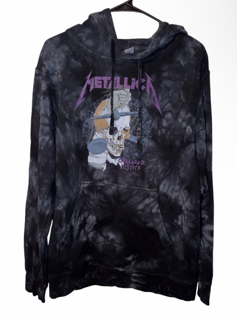 Metallica "Damaged Justice" Pullover Hoodie Size Medium Independent Tag Tie Dye